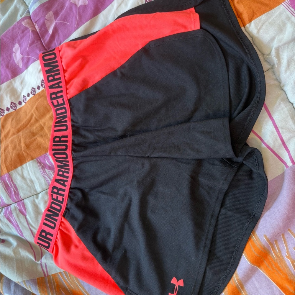 Under Armour Black and Red Performance Shorts